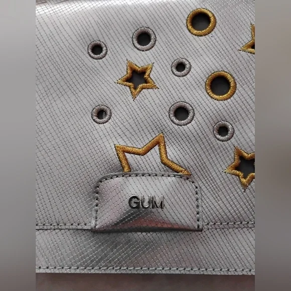 GUM Gianni Chiarini Design - Metallic Silver Shoulder//Clutch Bag - Star Detail - Picture 2 of 9